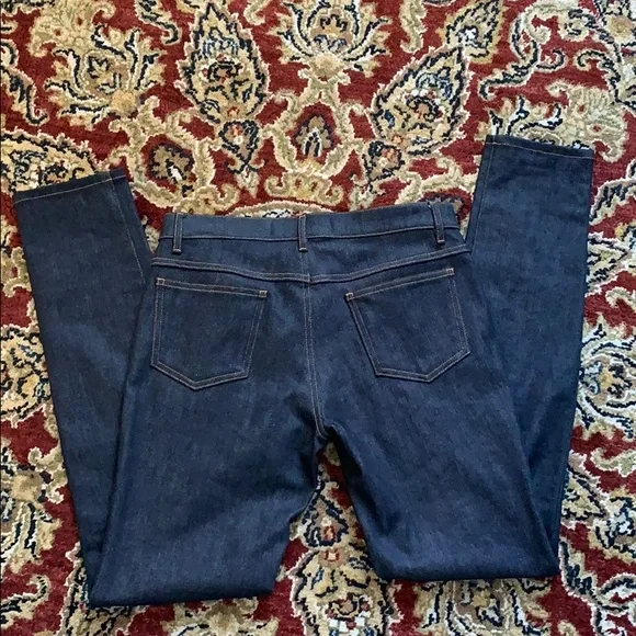 VALENTINO Gold Pyramid Rockstud Trim Straight Leg Dark Denim Jeans